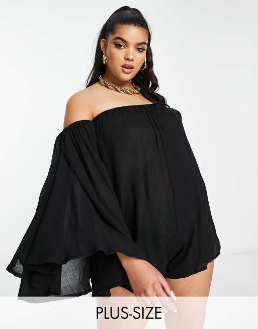 Esmée Plus - Sort bandeau-playsuit - Kun hos ASOS