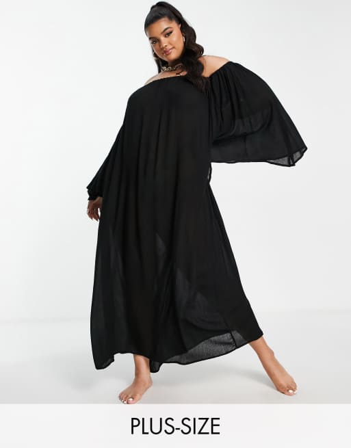 Esmée Plus - Sort maxi-strand-sommerkjole i bandeau-stil - Kun hos ASOS 