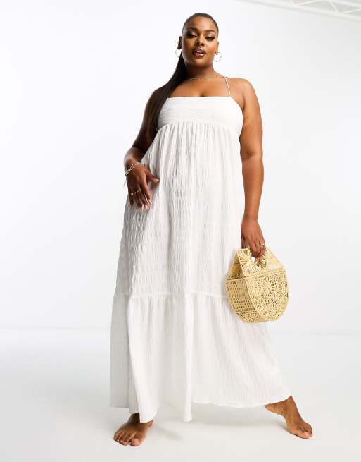 Plus size 2025 white beach dress