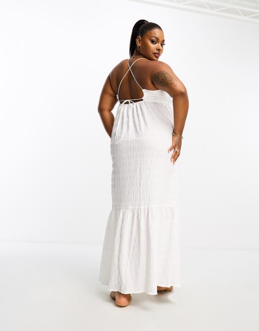 White strappy cheap summer dress