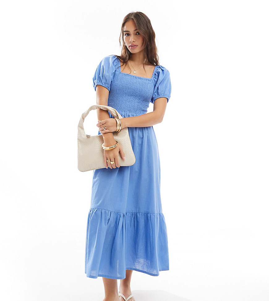 Esmee puff sleeve maxi dress in denim blue