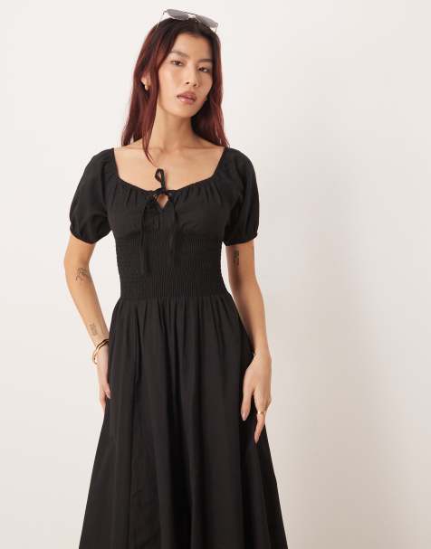 navy blue dress for baby girl Pleated V-Neck Long Sleeve Swing Dress