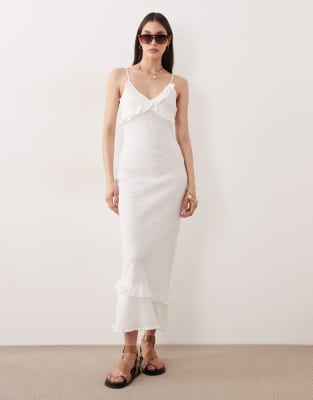 Robe de plage longue à volants - Blanc 34