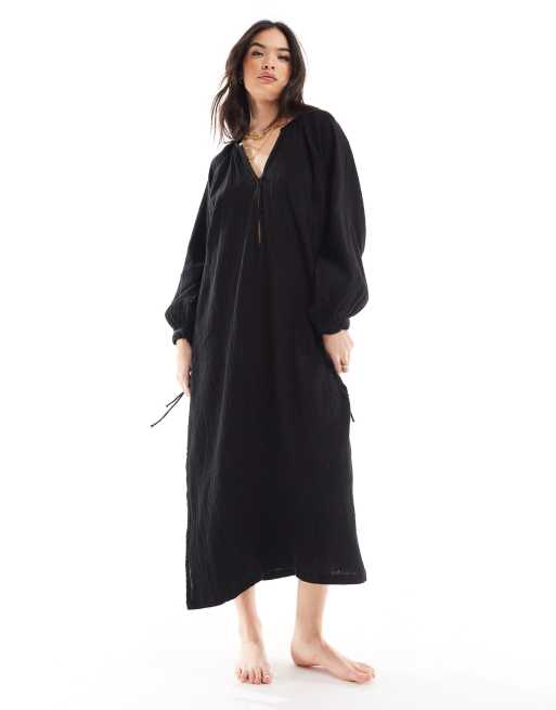 Esm e Robe d t oversize pour la plage Noir