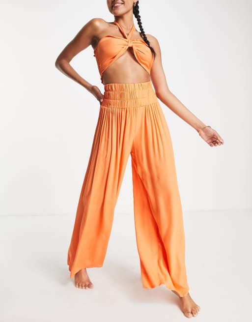 Esmée - Rynkede orange strandbukser med vidde - Del af sæt - Kun hos ASOS, 4 af 4