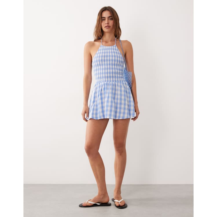 den rizzo shirred gingham voile mini dress Doen Rizzo Smocked Gingham Mini Dress by Doen