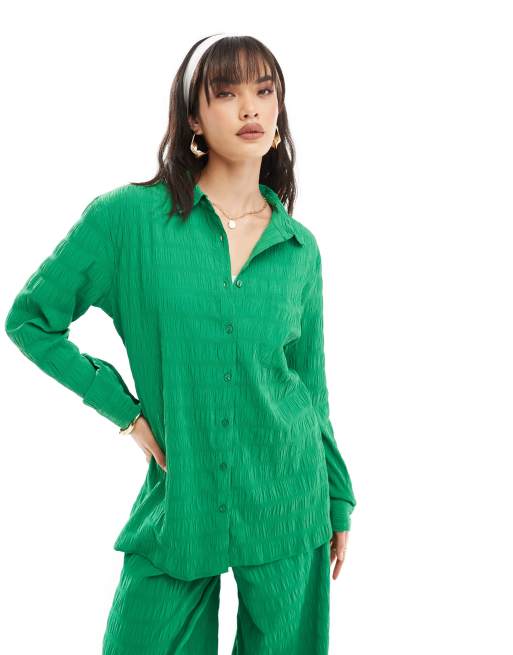 Esmée - Strand co-ord set met textuur in groen