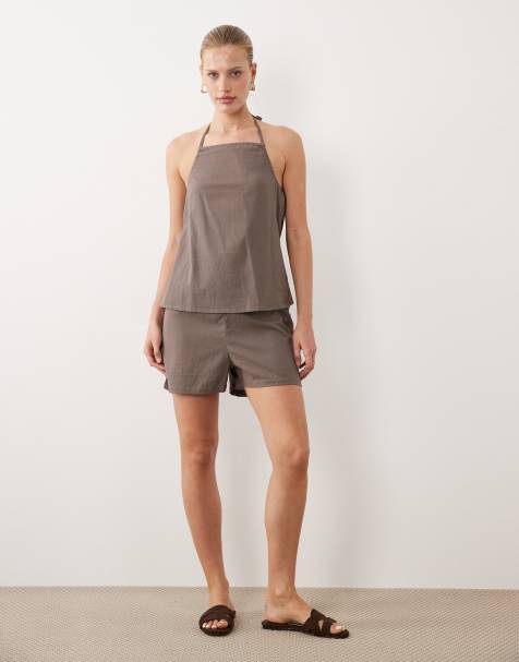 Esmee - Strandshort in bruin, deel van co-ord set - view 1
