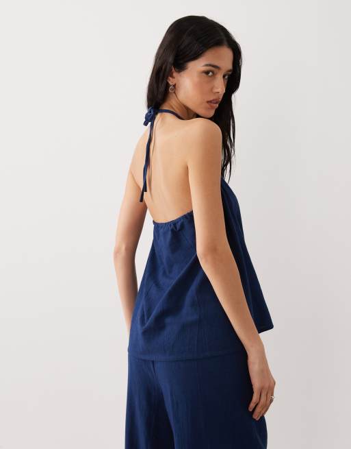 Esmee - Strandtop met bandjes in marineblauw, 3 van 4
