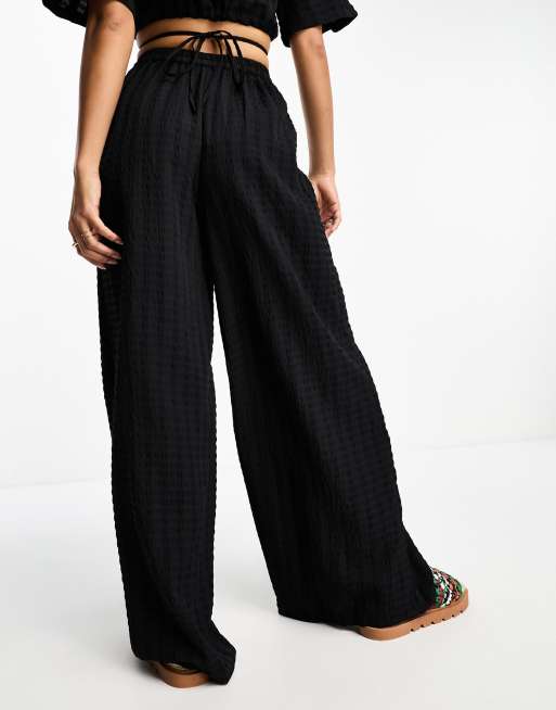 Esmee summer pants in black waffle part of a set ASOS