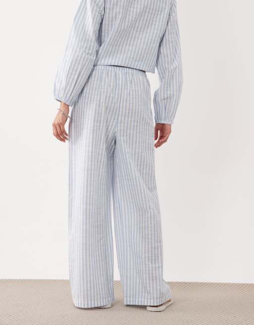Esmee tie front beach pants in blue & white stripe (Part of a set), 5 of 5