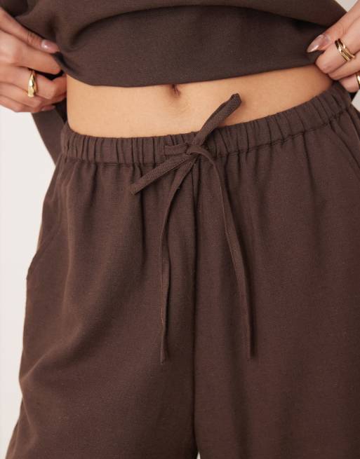 Esmee tie front beach pants in chocolate brown - part of a set, 4 of 5