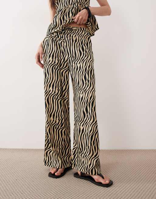 Esmée tie front beach pants in cream zebra - part of a set, 4 of 5