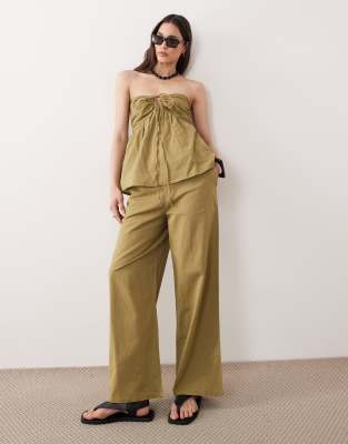 Esmée tie front beach pants in light green - part of a set