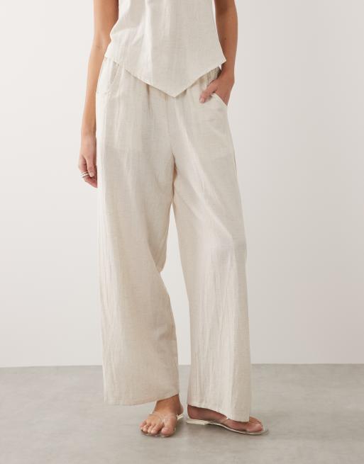 Esmée tie front beach pants in natural beige, 2 of 5