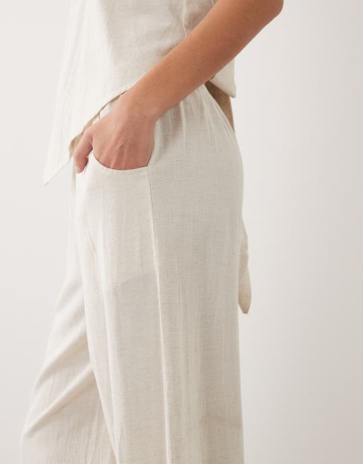 Esmee tie front beach trouser in natural beige, 3 of 5