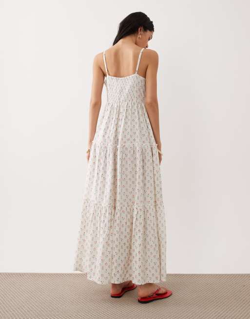 Esmée tie front strappy beach maxi dress in micro floral, 2 of 4