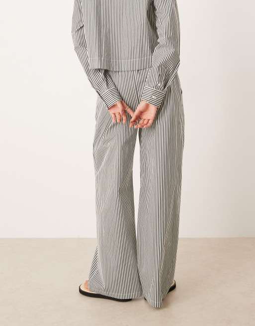 Esmée tie-waist beach pants in green stripe (Part of a set), 3 of 5