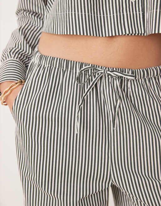 Esmée tie-waist beach pants in green stripe (Part of a set), 5 of 5