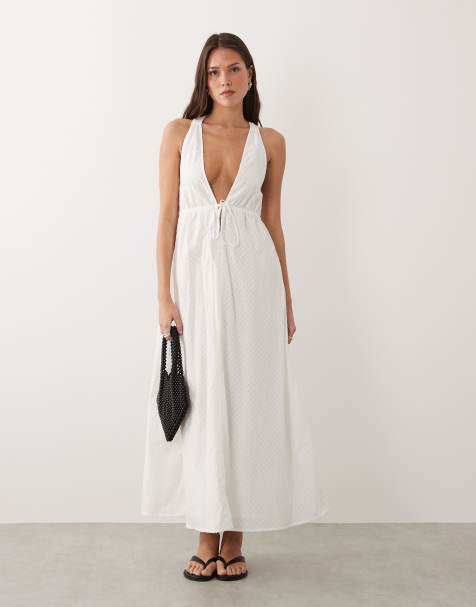 Esmée – Transparentes Maxi-Strandkleid in Weiß mit Dobby-Detail - view 1