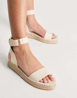 Летняя обувь Эспадрильи цвета экрю на плоской платформе Schuh Victoria-Белый