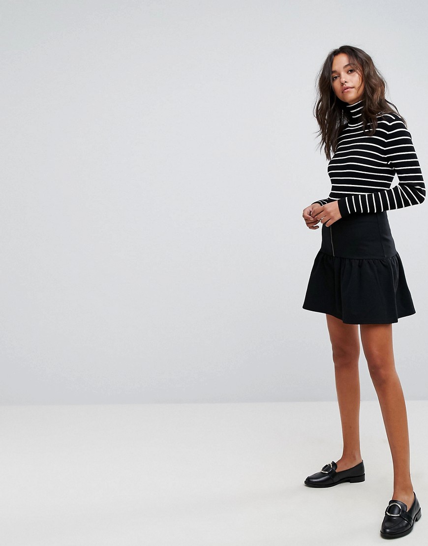 Esprit – A-linjeformad kjol med rundat längre bakstycke-Svart