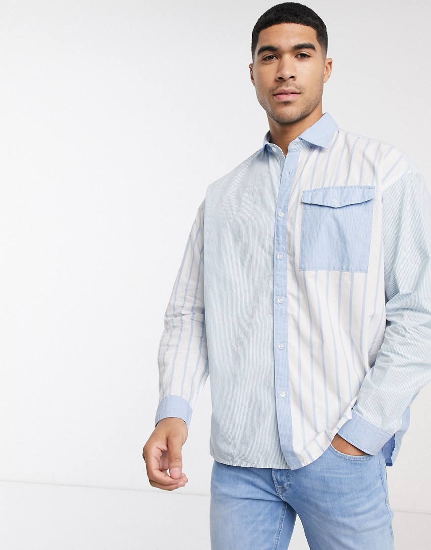 Esprit – Blå skjorta med kontrastrand