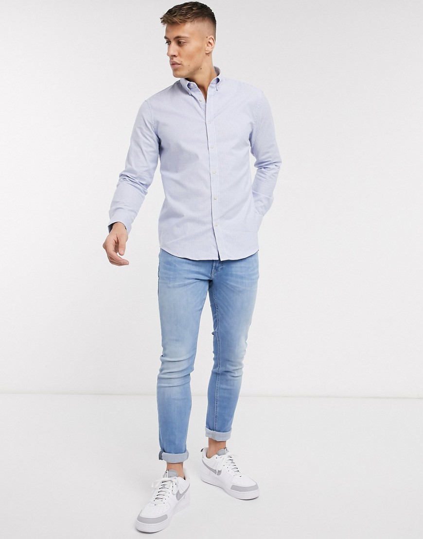 Esprit – Blå skjorta med vertikala ränder