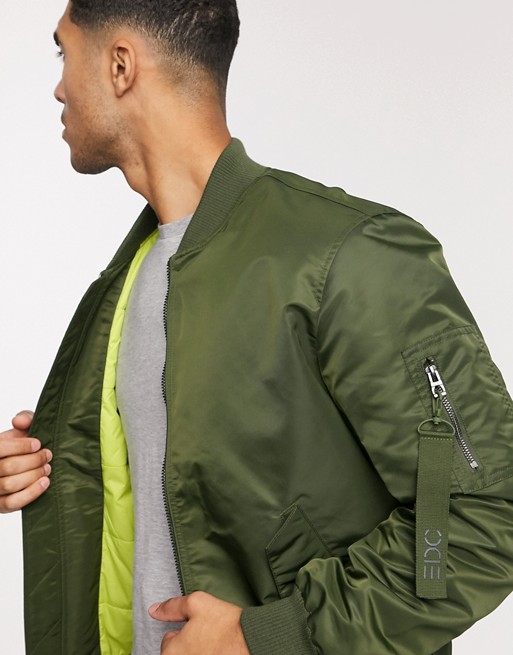 Esprit bomber in khaki with neon lining