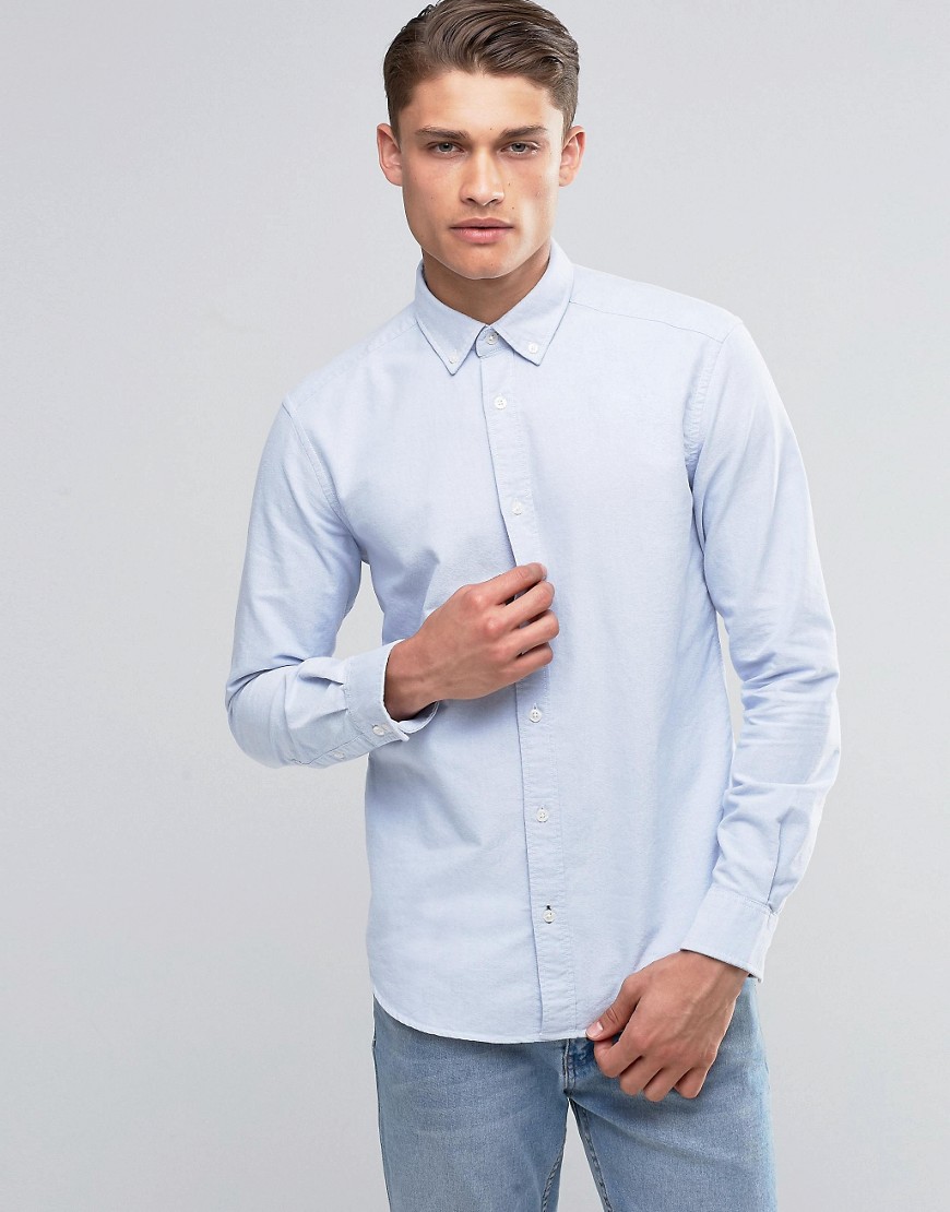 Esprit - Camicia slim button-down in tessuto Oxford-Blu