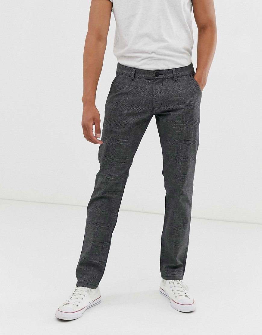 Esprit check trousers in slim fit-Grey