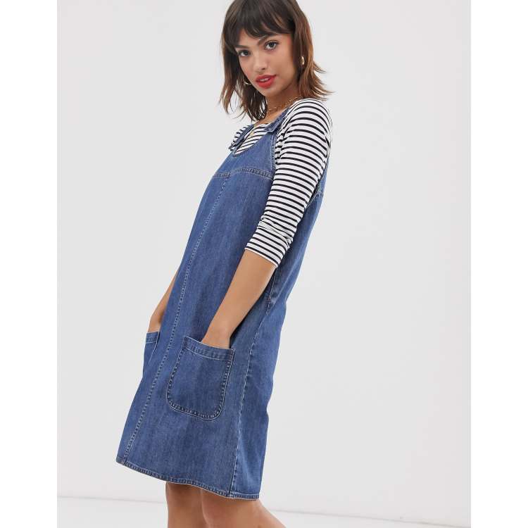 Esprit Denim tuinbroekjurk in blauw ASOS