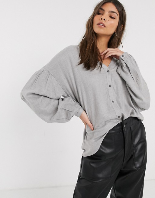 Esprit drop shoulder blouse in grey