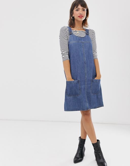 Esprit Dungaree Denim Dress In Blue Asos