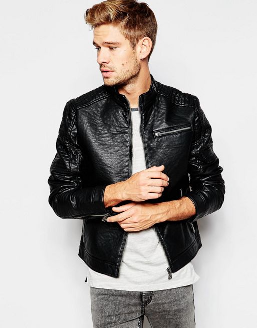 Esprit | Esprit Faux Leather Jacket with Quilted Sleeves