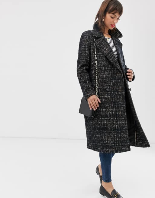 Black check hotsell formal longline coat