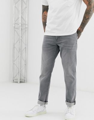 Esprit - Jeans met rechte pasvorm in grijze wassing-Grijs