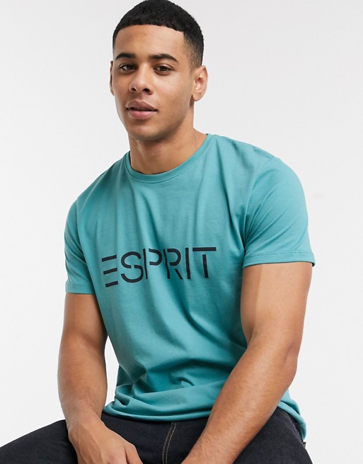 Esprit logo t-shirt in turquoise