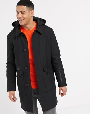 Esprit mac coat with detachable hood in black