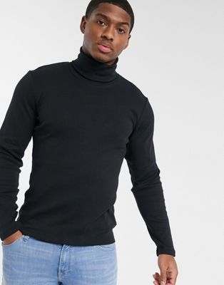 Esprit organic roll neck jumper in black