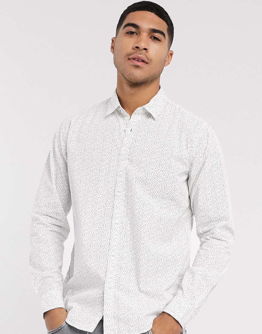Esprit - Overhemd met fijne print in wit