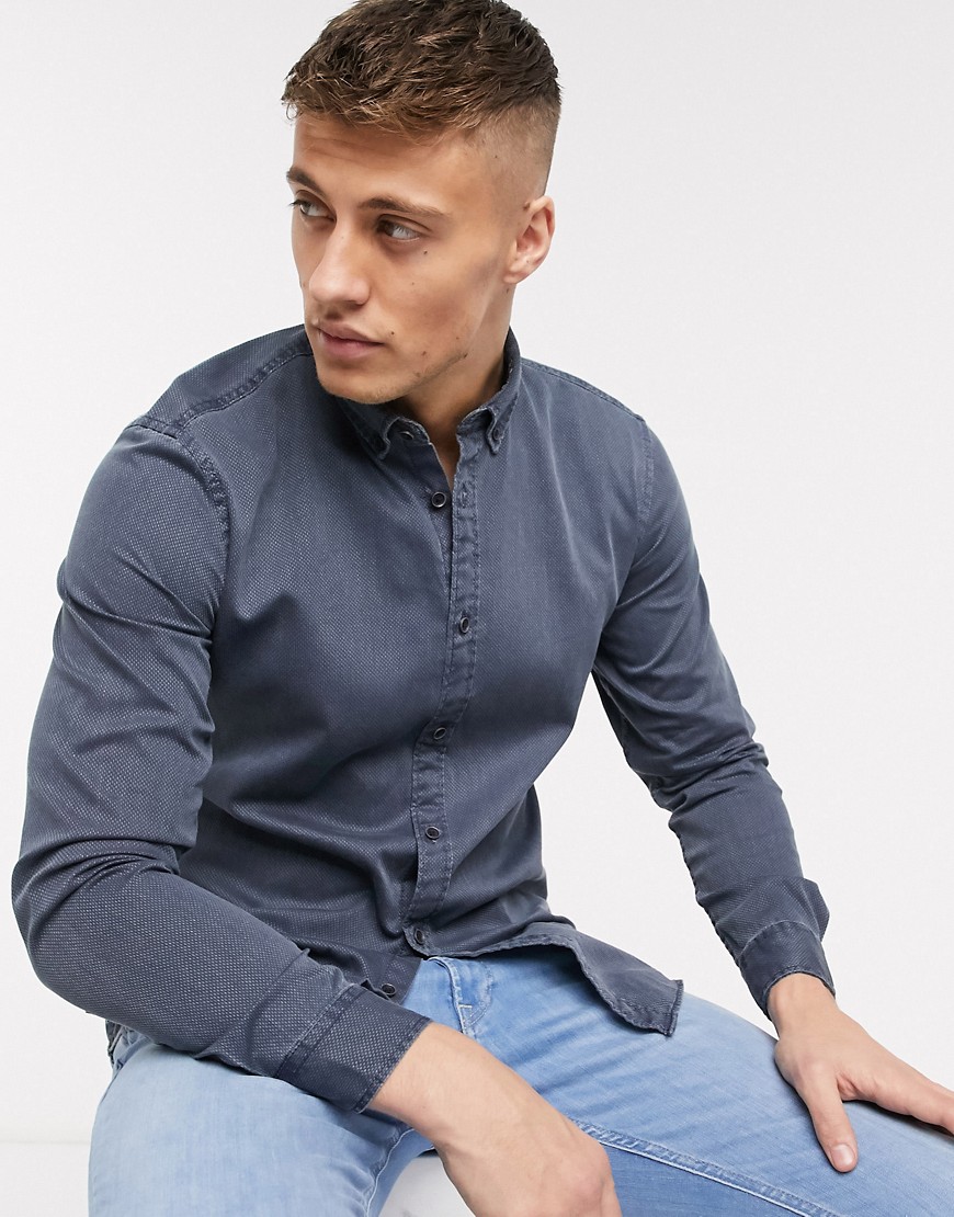 Esprit - Overhemd met textuur in grijs