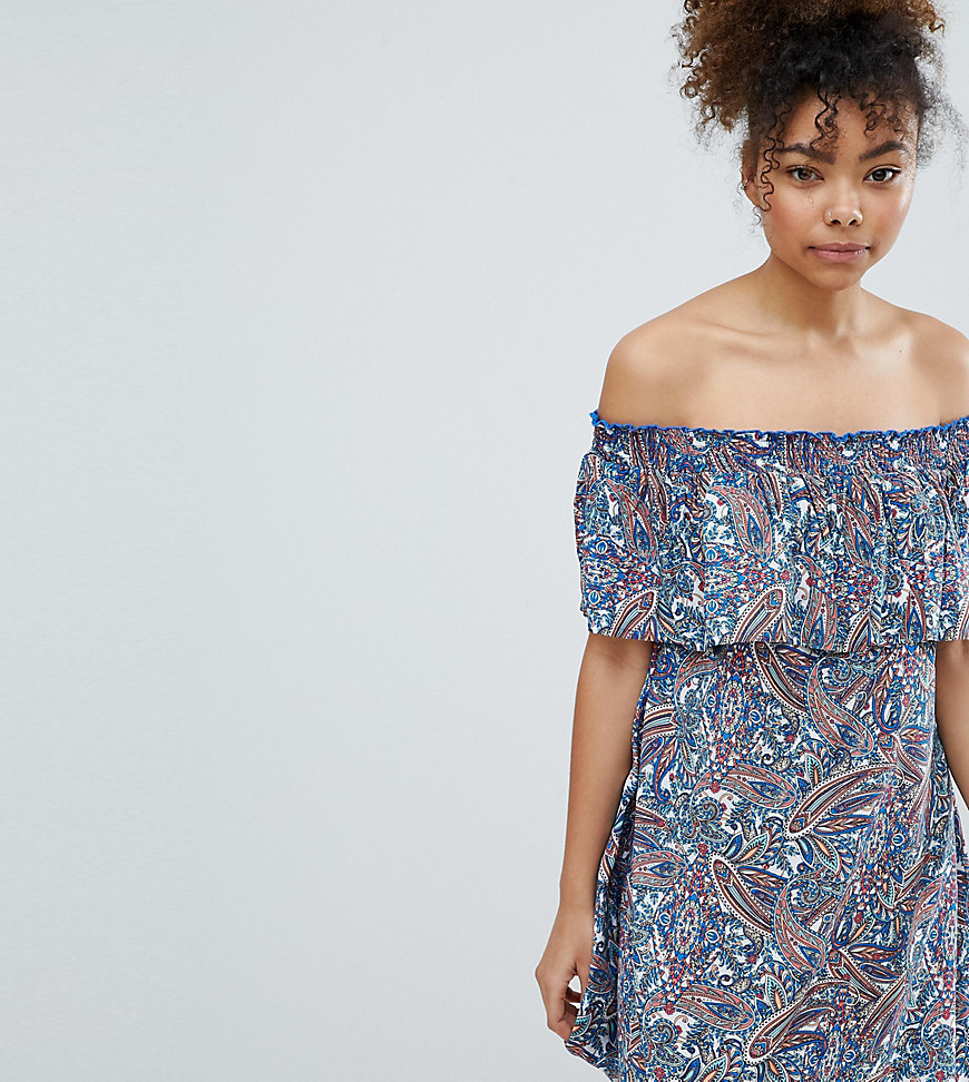 Esprit - Paisleymönstrad strandklänning med bara axlar-Flerfärgad