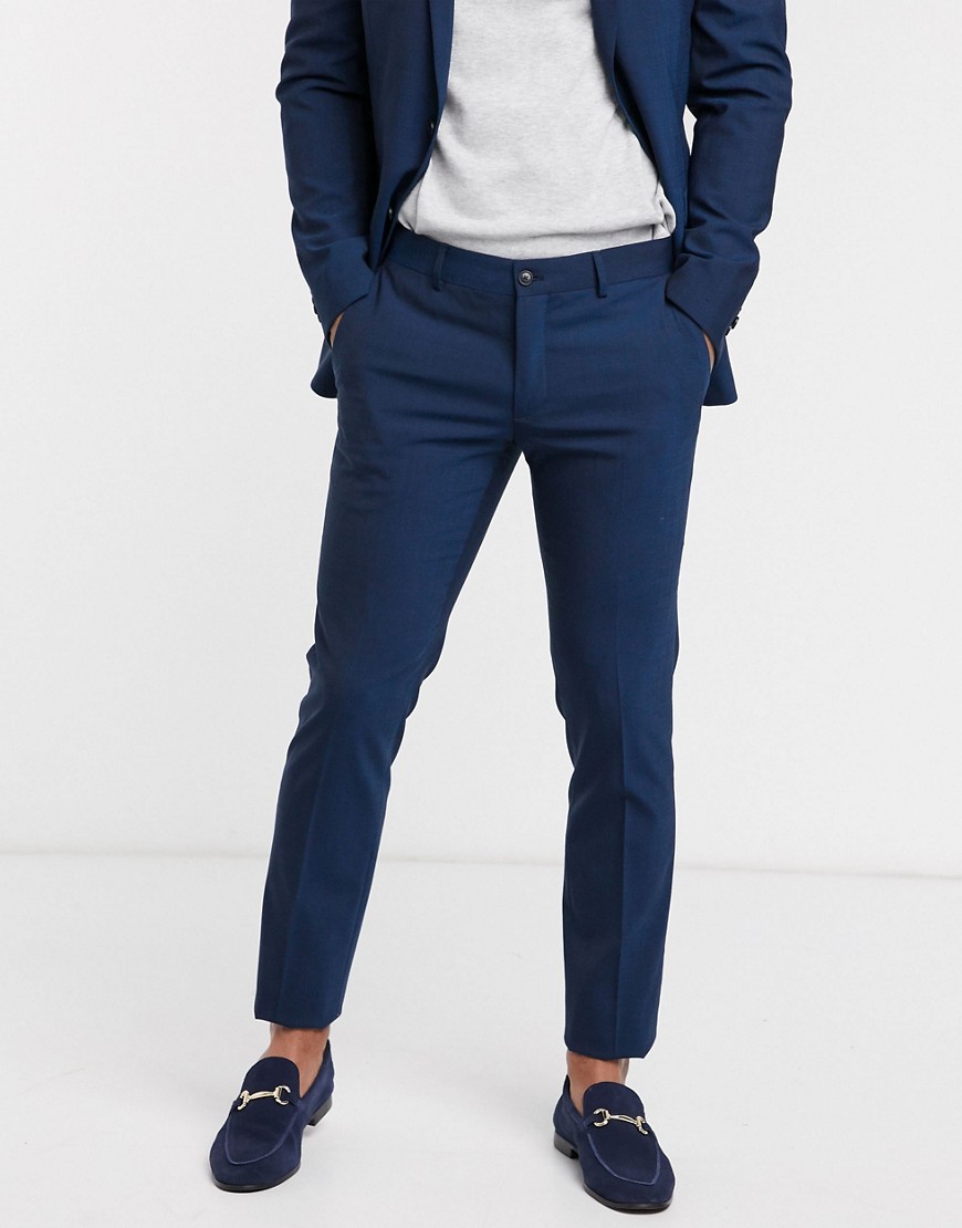 Esprit - Pantaloni da abito slim blu navy
