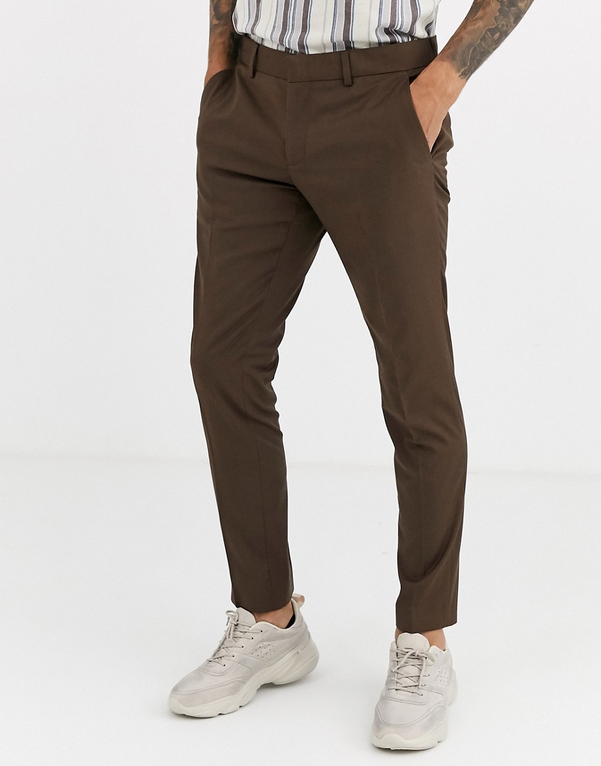 Esprit - Pantaloni da abito slim color cuoio