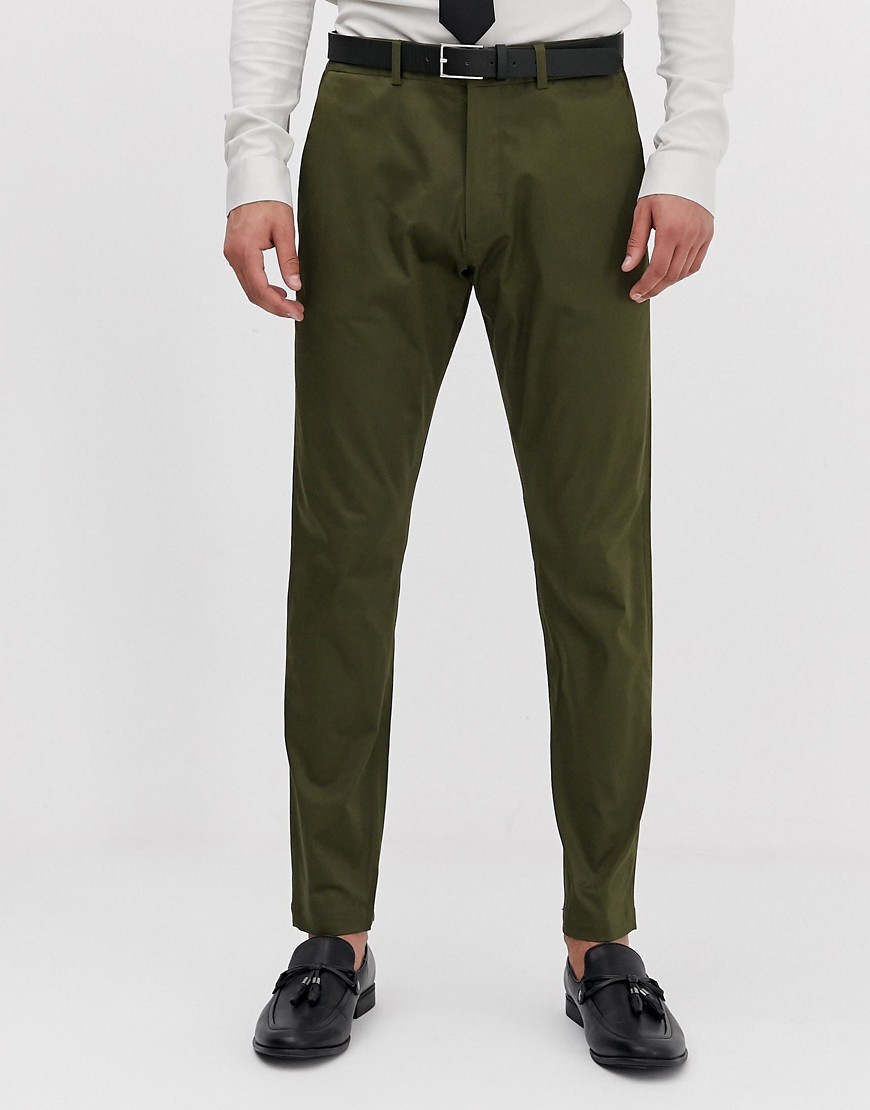 Esprit - Pantaloni da abito slim kaki-Verde