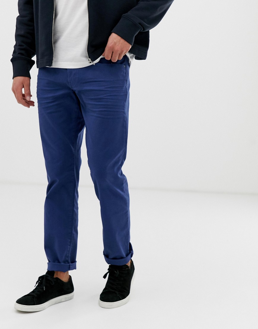 Esprit - Pantaloni dritti in twill con 5 tasche blu