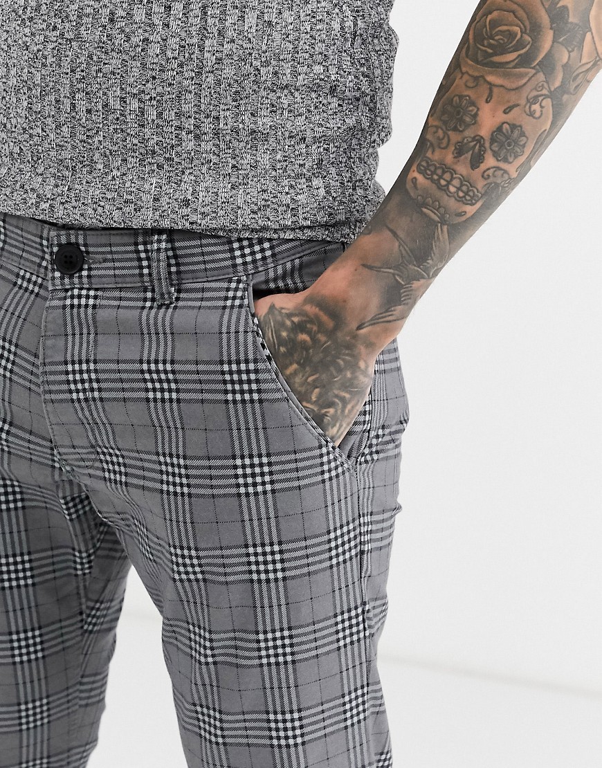 Esprit - Pantaloni grigi a quadri grandi-Grigio