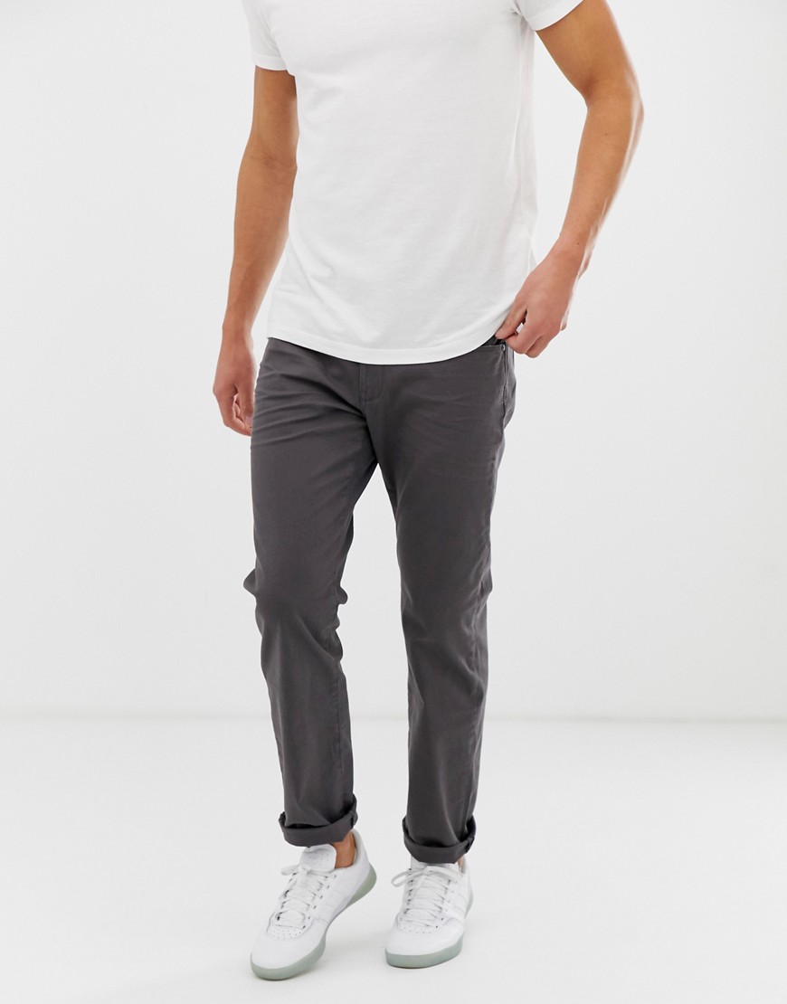 Esprit - Pantaloni in twill grigio scuro dritti casual a 5 tasche