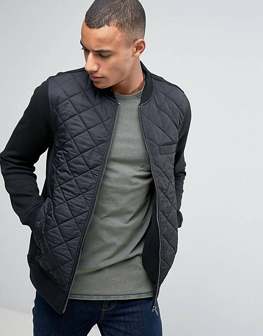 Esprit Quilted Bomber Jacket with Jersey Sleeves